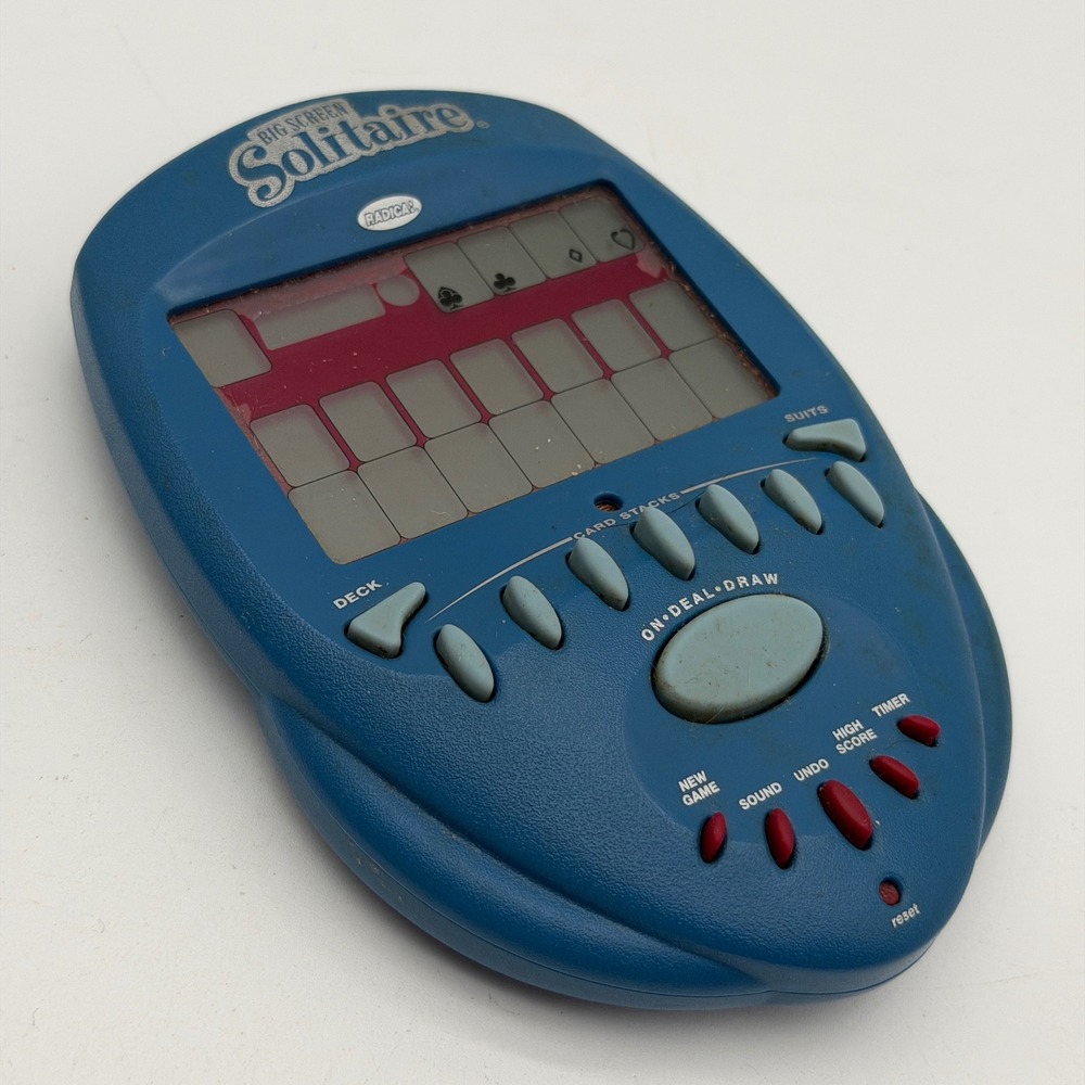 Radica Big Screen Solitaire Handheld Electronic Game Blue Vintage 1998 72002